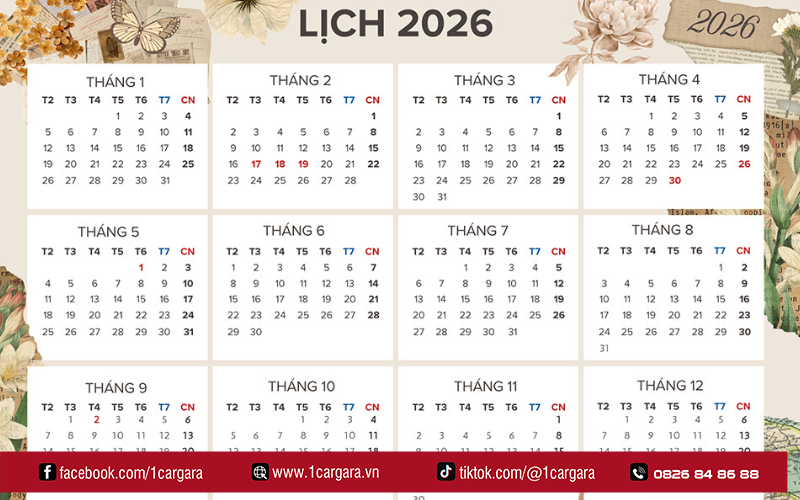 Năm 2026 không nhuận khiến lịch bảo dưỡng xe diễn ra sớm hơn